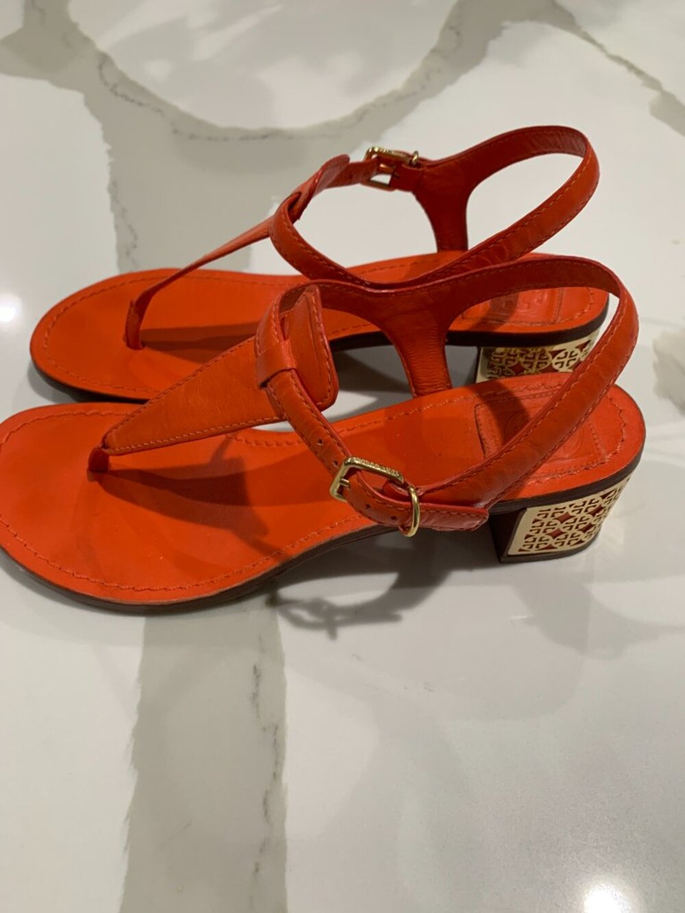 Tory Burch Audra Sandals in Tiger Lily - Picture 8 of 8